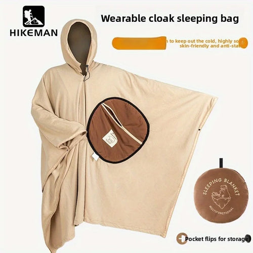 Poncho polaire 2-en-1 Snowen Nomad café avec capuche et poche frontale