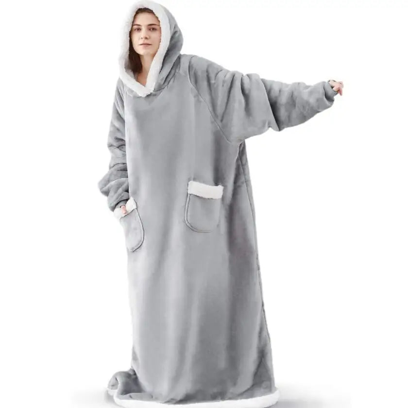 Pyjama-couverture Snowen Cocoon gris, bras tendu