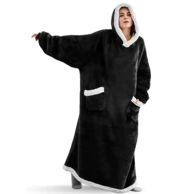 Pyjama-couverture Snowen Cocoon noir avec poche ventrale